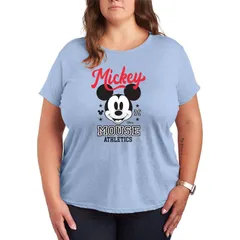 ディズニー レディース トップス Tシャツ プラスサイズ グラフィック Plusize Disneys Mickey Mouse Athletics Graphic Tee Heather Chambray Blue ヘザー