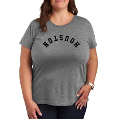 アニメキャラクター レディース トップス Tシャツ プラスサイズ ダウン グラフィック Licensed Character Plusize Houston Upside Down Graphic Tee Heather Gray グレー