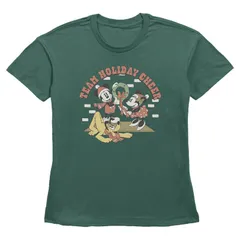 ディズニー レディース トップス Tシャツ グラフィック Disney s Mickey Minnie Team Holiday Cheer Graphic Tee Pine