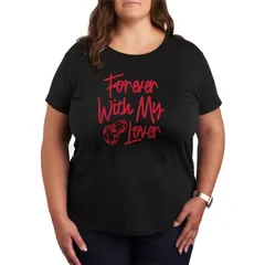 アニメキャラクター レディース トップス Tシャツ プラスサイズ グラフィック Licensed Character Plusize Forever With My Lover Graphic Tee Black ブラック