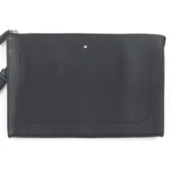 極美品□MONTBLANC モンブラン ソフトグレインカーフ ホワイトスター レザークラッチバッグ セカンドバッグ ブラック 保存袋付き イタリア製 メンズ
