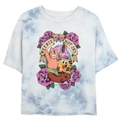 ニコロデオン レディース トップス Tシャツ パンツ クロップド グラフィック Juniors Nickelodeon SpongeBob SquarePants Weenie Hut Jrs Cropped Graphic Tee White Blue ホワ