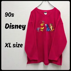 90s Disney トップス トレーナー XLサイズ ピンク 古着 ヴィンテージ ディズニー