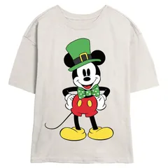 ディズニー レディース トップス Tシャツ グラフィック Disneys Mickey Mouse St Patricks Day Outfit Juniors Skimmer Graphic Teegret