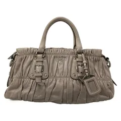 PRADA(プラダ) ハンドバッグ - グレー 革タグ レザー