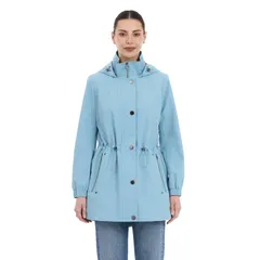 ロンドンフォグ レディース アウター ジャケット・ブルゾン Womens London Fog SnapFront Removable Hood Anorak Jacket Ocean Blue ブルのサムネイル