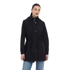 ロンドンフォグ レディース アウター ジャケット・ブルゾン Womens London Fog SnapFront Removable Hood Anorak Jacket Black ブラックのサムネイル