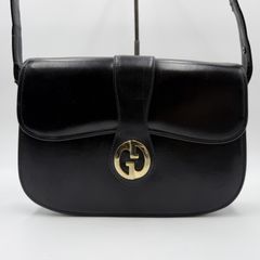 希少】GUCCI オールドグッチ ショルダーバッグ レザー ゴールド金具 黒