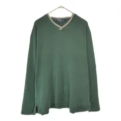 Polo by Ralph Lauren ポロ ラルフローレン Vネック 長袖Ｔシャツ グリーン(メンズ L)中古 古着 X4876
