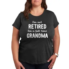 アニメキャラクター レディース トップス Tシャツ プラスサイズ グラフィック Licensed Character Plus Not Retired Grandma Graphic Tee Heather Charcoal チャコール
