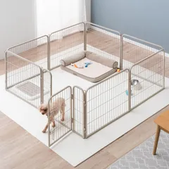 タンスのゲン ペットサークル 高さ 60cm バリアフリー 屋内外兼用 組み替え可能 ダブルロック ペットケージ 犬用 シンプル 83900000(89032)/ 433a304b