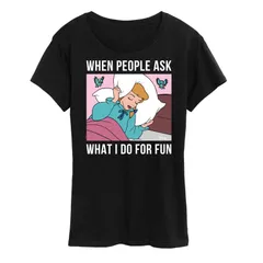 ディズニー レディース トップス Tシャツ グラフィック Disney Princess Cinderella Womens What I Do For Fun Isleepingraphic Tee Black ブラック