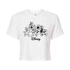 ディズニー レディース トップス Tシャツ クロップド Disneys Mickey Mouse Friends Juniors Cropped Tee White ホワイト