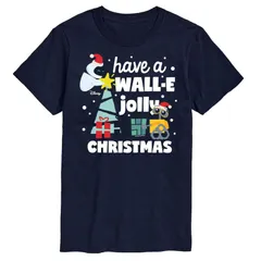 ディズニー ピクサー メンズ トップス Tシャツ Disney Pixar Disneys WALLE Mens Jolly Christmas Tee Navy ネイビー