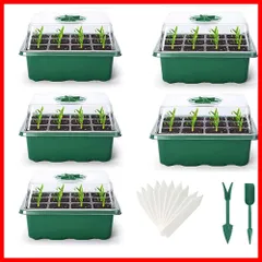 多肉植物 家庭菜園 野菜栽培 通気性 便利性 透明カバー 育苗ボックス 園芸植栽庭園 種まき器 苗箱 種まきハウス 発芽育苗セット 種子トレイ プラグトレイ 12穴 育苗箱 5個セット 育苗ポット