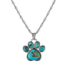 Designs by Gioelli レディース アクセサリー ネックレス・チョーカー・ペンダントトップ Designs by Gioelli Sterling Silver Copper Turquoise Dog Paw Pendant Gold Tone