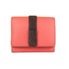 LOEWE ロエベ バーティカルウォレット 三つ折り財布 レザー ピンク×ブラウン レディース財布