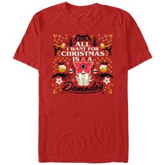 애니메이션 캐릭터 맨즈 탑스 T셔츠 그래픽 Licensed Character Menstranger Things All I Want For Christmas Is A Demodographic Tee Red 레드