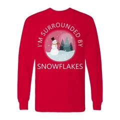 アニメキャラクター メンズ トップス Tシャツ グラフィック Licensed Character Mens Christmasurrounded Snowflakes Long Sleeve Graphic Tee Red レッド