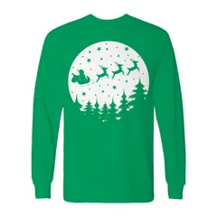 アニメキャラクター メンズ トップス Tシャツ グラフィック Licensed Character Mens Vector Christmas Moon Long Sleeve Graphic Tee Irish Green グリーン
