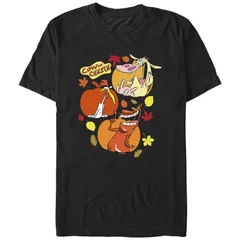 アニメキャラクター メンズ トップス Tシャツ グラフィック Licensed Character Mens Cow And Chicken Autumn Pumpkins Graphic Tee Black ブラック