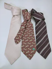 まとめ売り ネクタイ 3本セット ダンヒル 総柄　赤系　250421-3Y