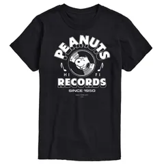 アニメキャラクター メンズ トップス Tシャツ トール グラフィック Licensed Character Big Tall Peanuts Recordsnoopy Vinyl Graphic Tee Black ブラック