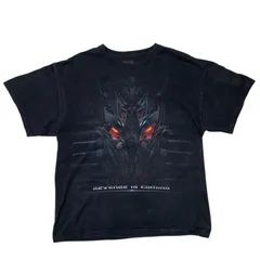 映画 トランスフォーマー/リベンジ 2009 プロモーション グラフィック キャラクター ザ•フォールン 顔 ヴィンテージアイテム アドバンスポスター ビジュアル 復讐 L プリント ブラック 黒 Tシャツ レディース ユニセックス メンズ 古着 半袖 CHM