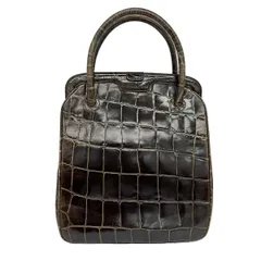 GIORGIOARMANI(ジョルジオアルマーニ) ハンドバッグ - ダークブラウン 型押し加工/がま口 レザーのサムネイル