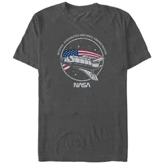 アニメキャラクター メンズ トップス Tシャツ トール グラフィック Licensed Character Big Tall Nasa USA Flag Stamp Graphic Tee Charcoal Heather チャコール