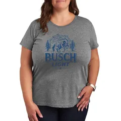 アニメキャラクター レディース トップス Tシャツ プラスサイズ グラフィック Licensed Character Plusize Busch Light Western Short Sleeve Graphic Tee Heather Gray グレー