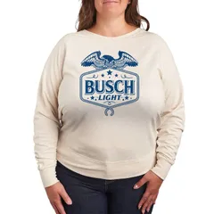 アニメキャラクター レディース トップス Tシャツ プラスサイズ パイル グラフィック Licensed Character Plusize Busch Light Americana French Terry Long Sleeve Graphic Tee