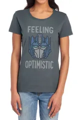 アニメキャラクター レディース トップス Tシャツ グラフィック Licensed Character Juniors Transformers Optimistic Prime Graphic Tee Charcoal チャコール