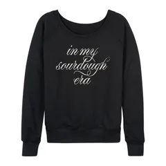 アニメキャラクター レディース トップス Tシャツ パイル グラフィック Licensed Character Juniors In My Sourdough Era French Terry Long Sleeve Graphic Tee Black ブラッ