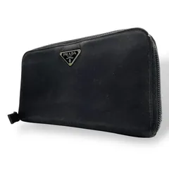 プラダ PRADA 長財布 ブラック 黒 NERO ナイロン レザー ラウンドファスナー 三角ロゴプレート トライアングルロゴ シルバー金具 メンズ レディース M1