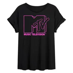 アニメキャラクター レディース トップス Tシャツ Licensed Character Juniors MTV Oversized Tee Black ブラック
