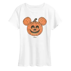 ディズニー レディース トップス Tシャツ グラフィック Disneys Mickey Mouse Womens Pumpkin Graphic Tee White ホワイト