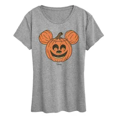ディズニー レディース トップス Tシャツ グラフィック Disneys Mickey Mouse Womens Pumpkin Graphic Tee Heather Gray グレー