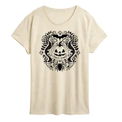 アニメキャラクター レディース トップス Tシャツ フラワー柄 フラワー グラフィック Licensed Character Womens Floral Pumpkin Graphic Tee Beige ベージュ