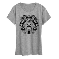 アニメキャラクター レディース トップス Tシャツ フラワー柄 フラワー グラフィック Licensed Character Womens Floral Pumpkin Graphic Tee Heather Gray グレー
