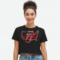 앰브랜디드 레이디스 탑스 T셔츠 크롭드 그래픽 Unbranded Juniors US Cropped Graphic Tee Caviar