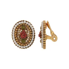 1928 レディース アクセサリー ピアス・イヤリング 1928 Gold Tone Simulated Pearl Oval ClipOn Earrings Red レッド