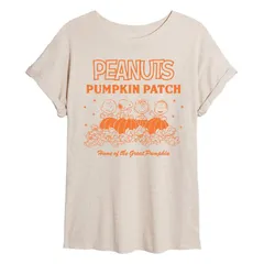 アニメキャラクター レディース トップス Tシャツ Licensed Character Juniors Peanuts Pumpkin Patchome Of The Great Pumpkin Oversized Tee Beige ベージュ