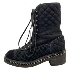 【美品】CHANEL シャネル ショート ブーツ デカ文字 サイドジップ 37C 美品】CHANEL シャネル ショート ブーツ デカ文字 サイドジップ 37C