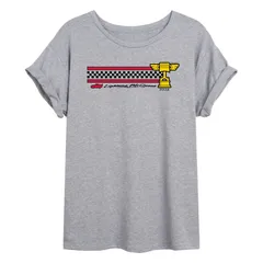 ディズニー レディース トップス Tシャツ Disney Pixars Cars Lightning McQueen Juniors Race Stripe Oversized Tee Heather Gray グレー