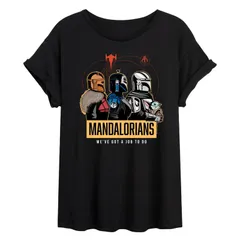 スター ウォーズ レディース トップス Tシャツ Juniors Star Wars The Mandalorians Oversized Tee Black ブラック