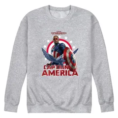 マーベル メンズ トップス Tシャツ スウェット キャップ フリース Mens Marvel Captain America Brave Neworld Sam Wilson Crew Fleece Sweatshirt Athletic Heather ヘザ