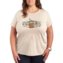スター ウォーズ レディース トップス Tシャツ プラスサイズ グラフィック Plusize Star Wars The Mandalorian Grogu Poses Graphic Tee Beige ベージュ