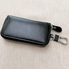 高級感 キーケース スマートキー 6連 カラビナ付 ブラック レザー チェーン付