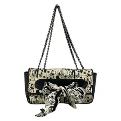 CHANEL(シャネル) ショルダーバッグ チョコバー アイボリー×黒 チェーンショルダー/シルバー金具/スカーフ付き シルク、ラムスキン